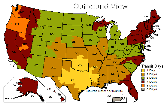 US Time in Transit Map